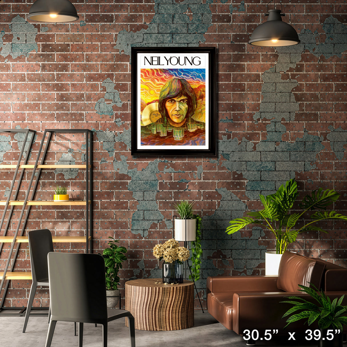Neil Young Framed Close-Up Print With Gold Record – Lifestyle – Frameworth