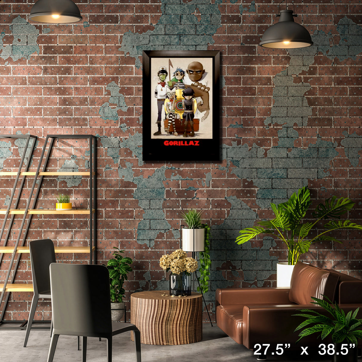 Gorillaz Framed Print With Gold LP – Lifestyle – Frameworth