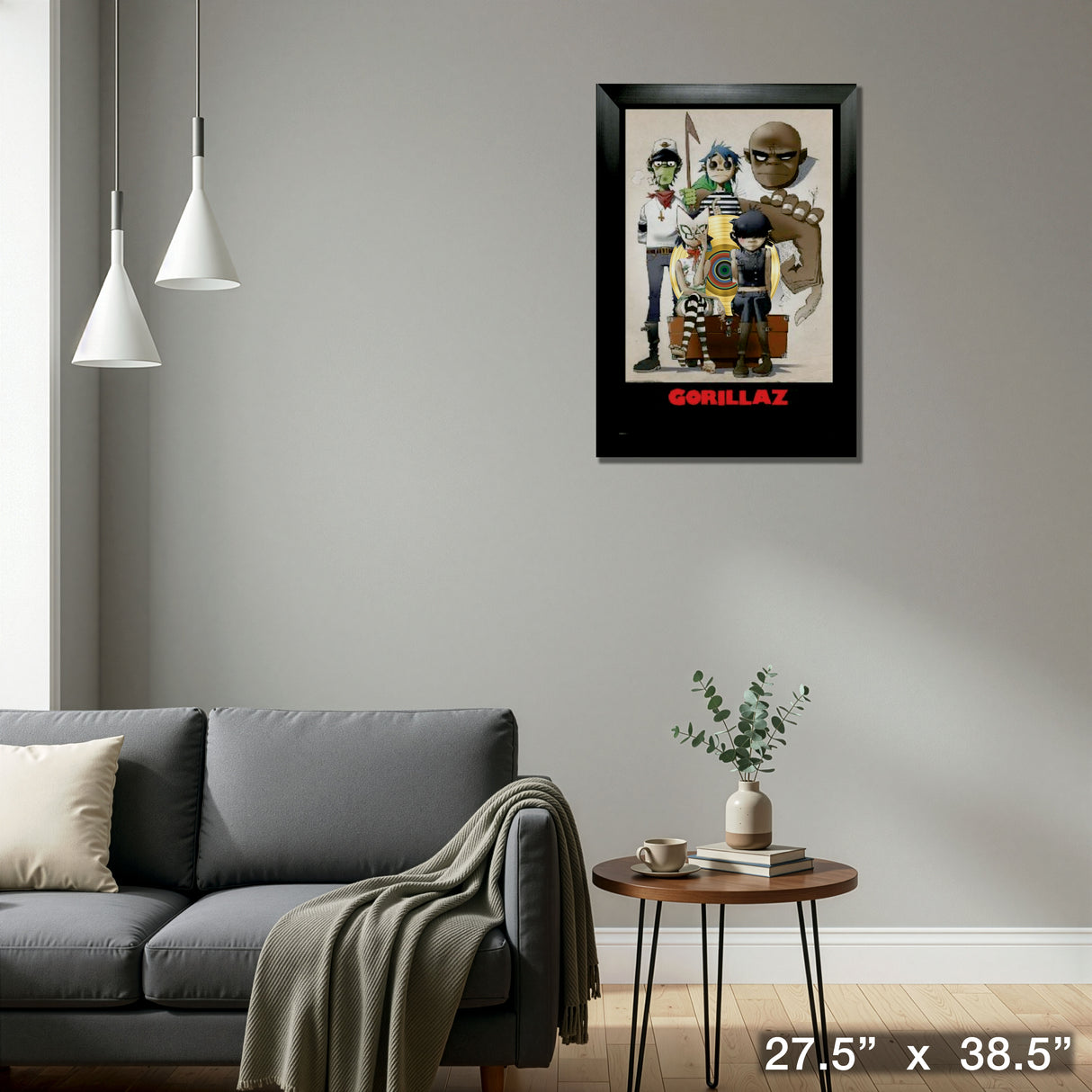 Gorillaz Framed Print With Gold LP – Detail – Frameworth