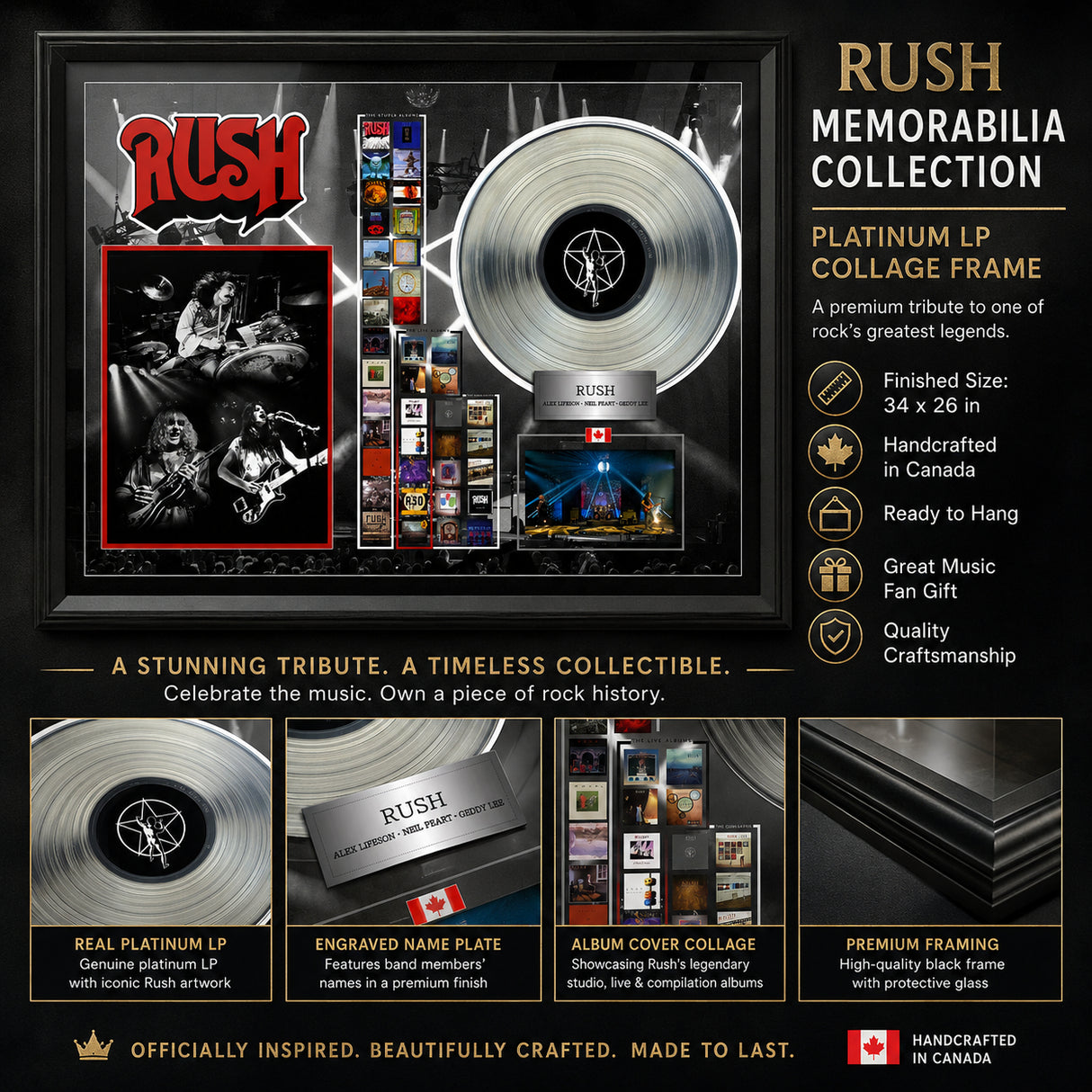 Rush Framed Collage With Platinum LP feature infographic image