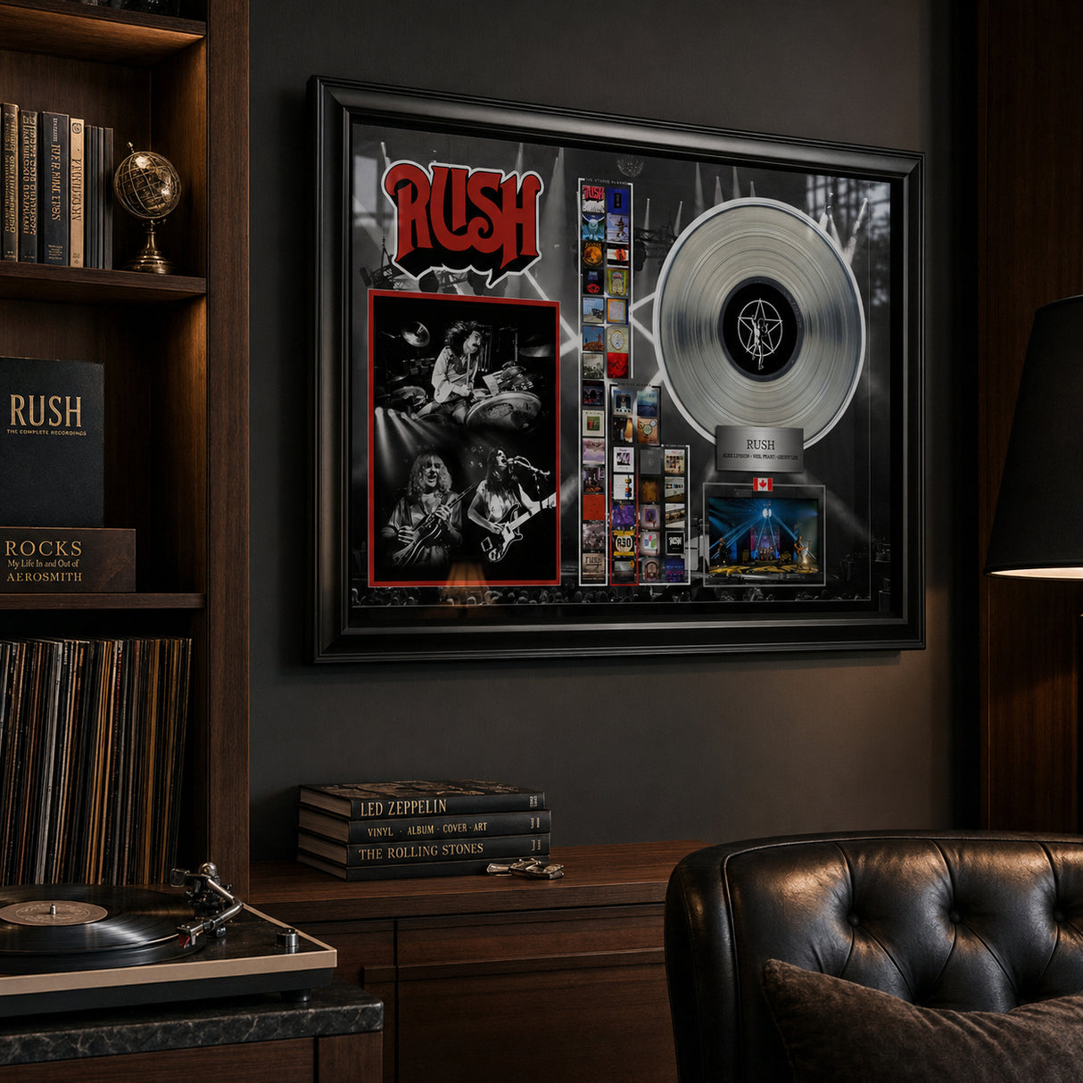 Rush Framed Collage With Platinum LP music room lifestyle image