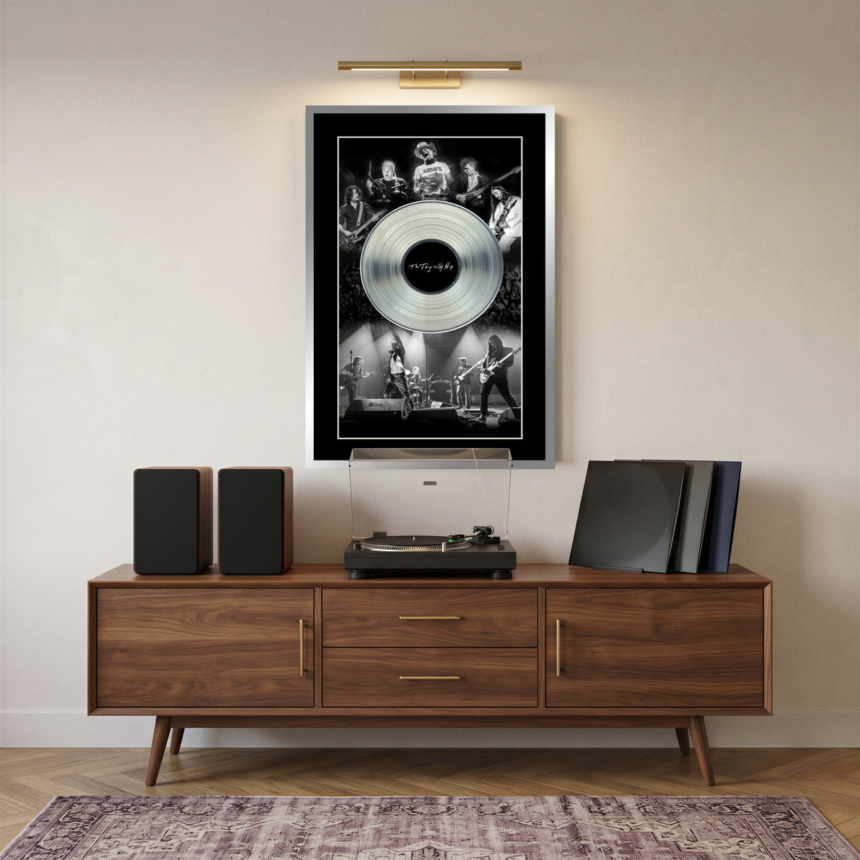 The Tragically Hip Framed Black and White Band Photos with Platinum LP