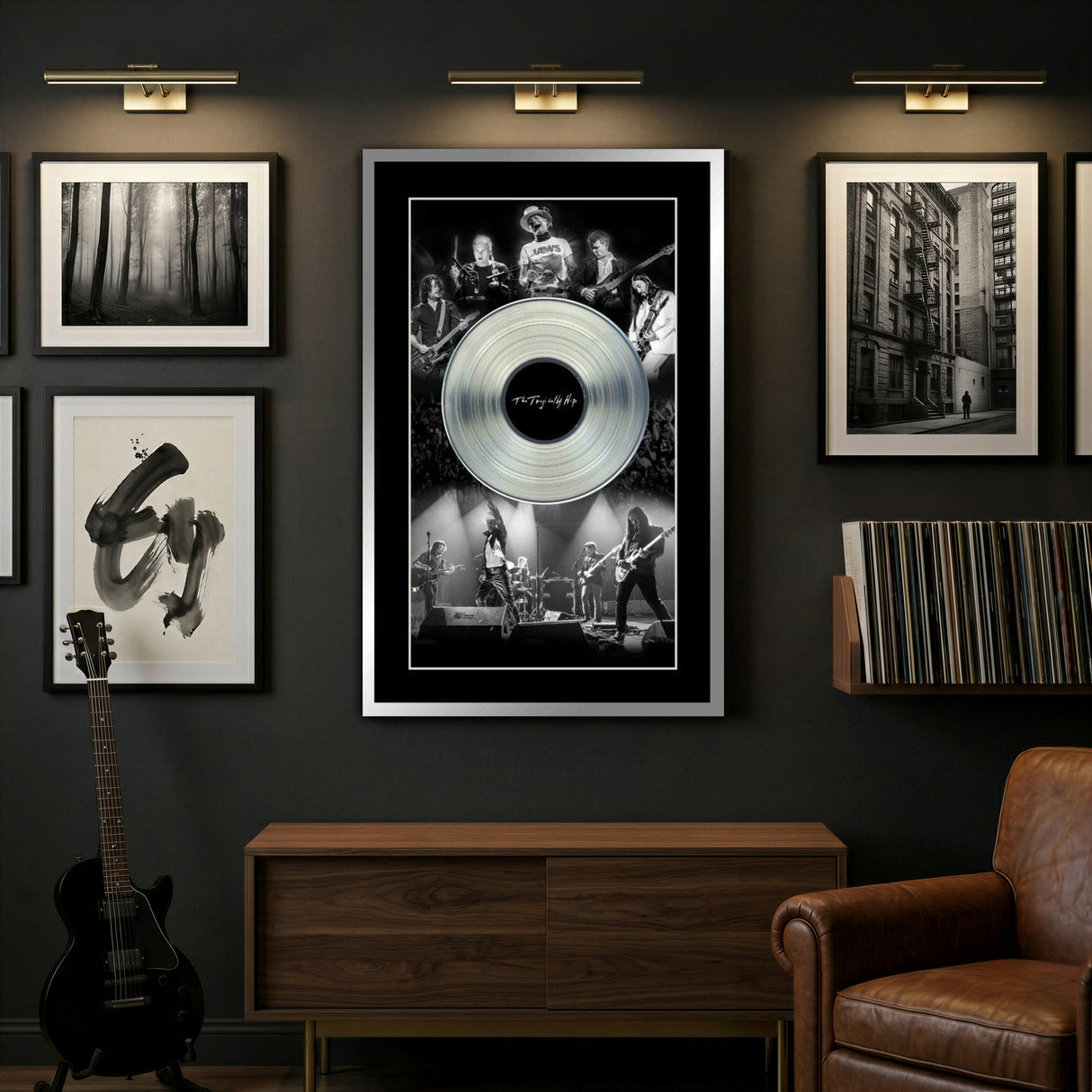 The Tragically Hip Framed Black and White Band Photos with Platinum LP
