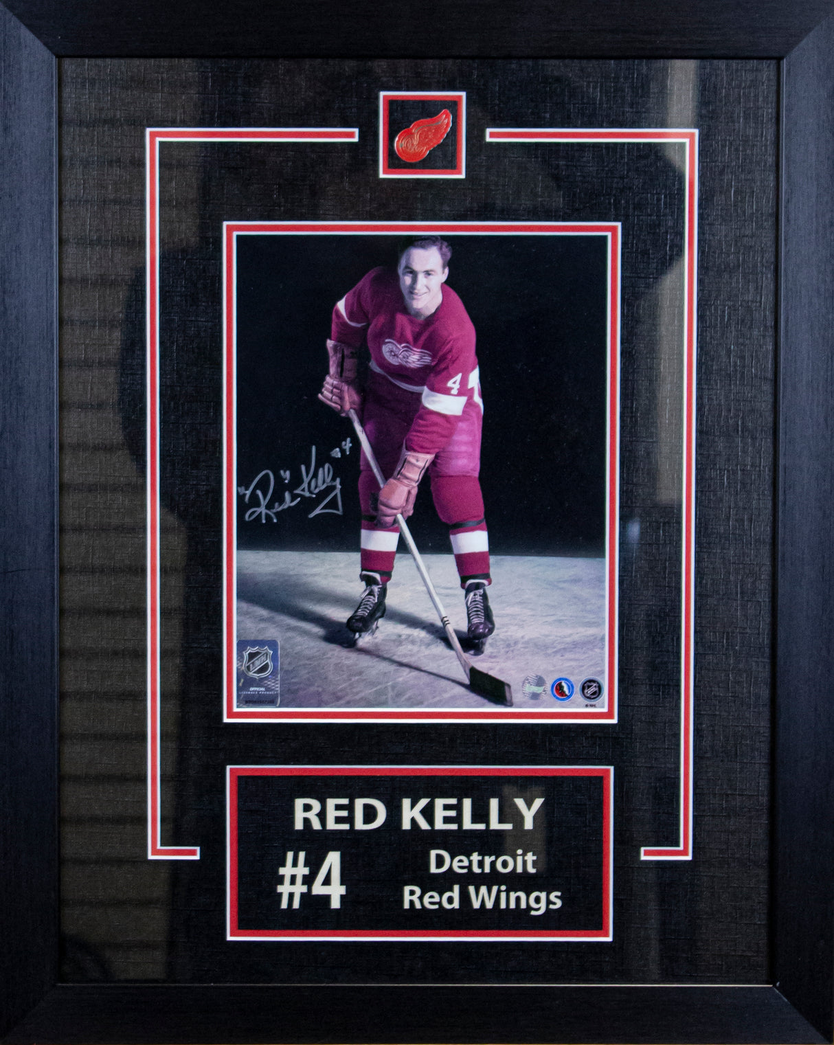 Red Kelly Signed 8x10 Etched Mat Red Wings
