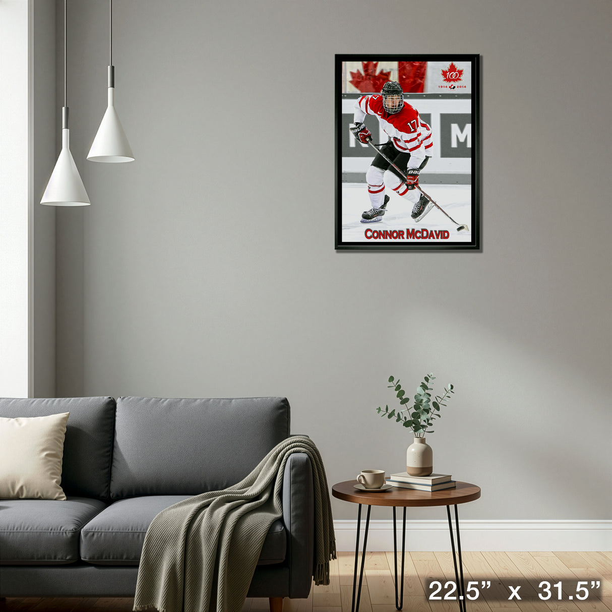 Connor McDavid Team Canada Framed 20x29 Skating Canvas Framed – Detail – Frameworth