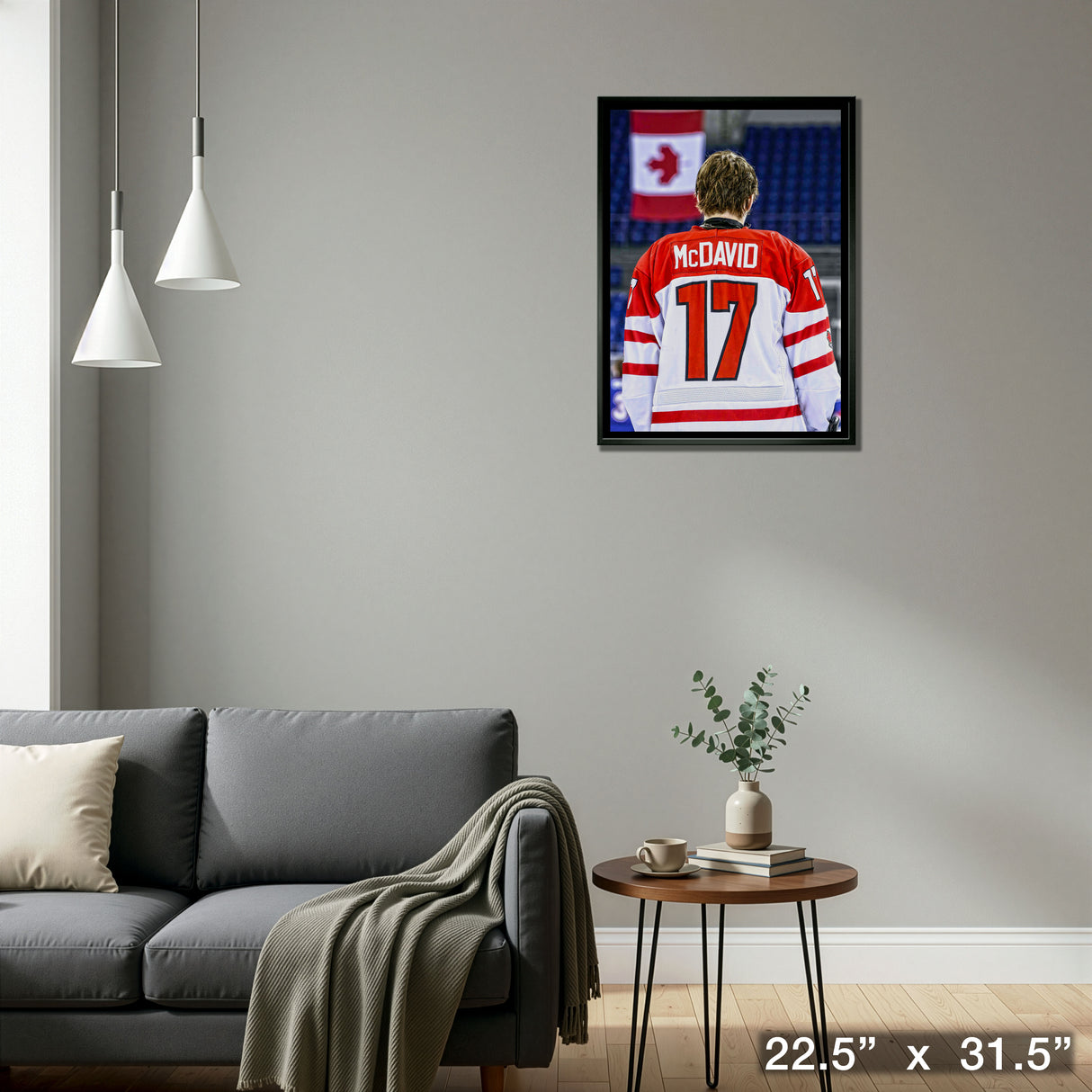 Connor McDavid 20x29 Framed Canvas Team Canada White-V Back View – Detail – Frameworth