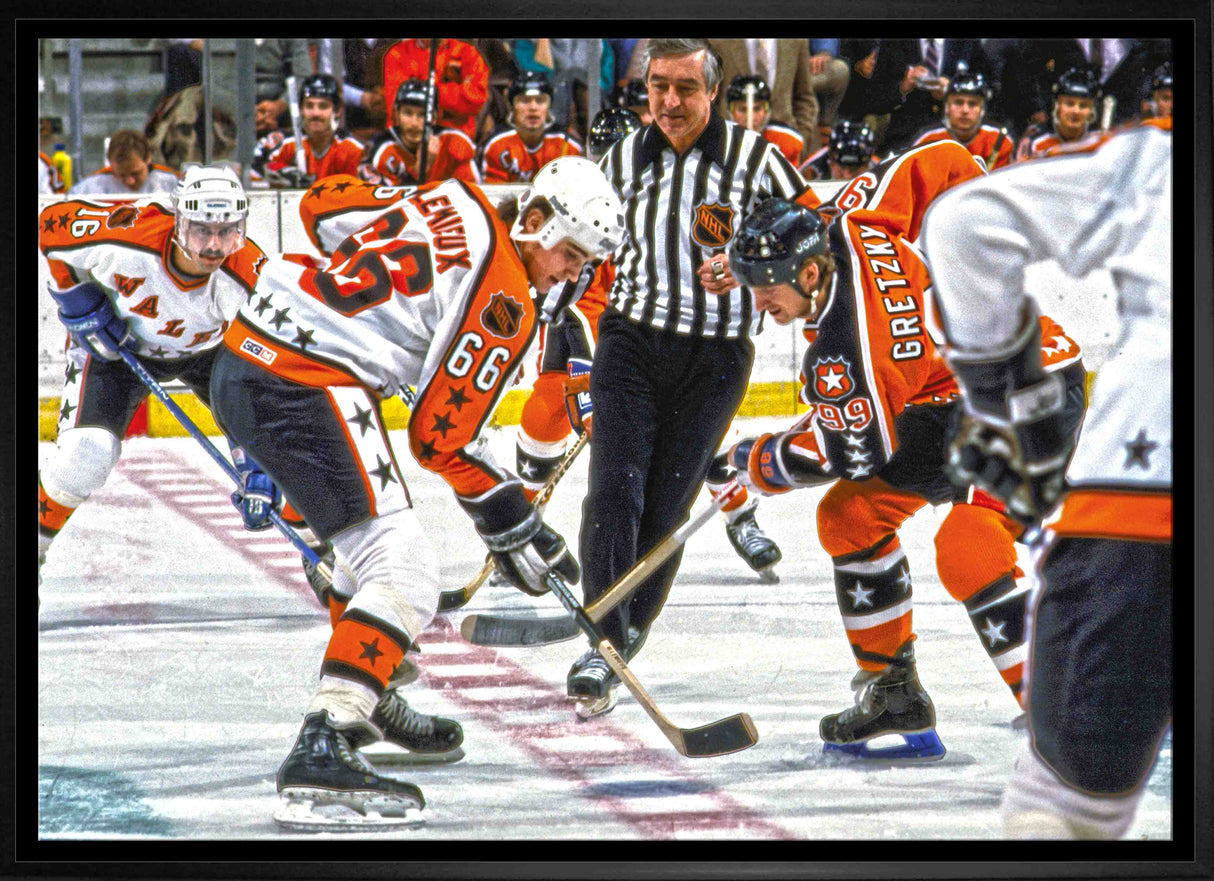 Wayne Gretzky and Mario Lemieux 20x29 Canvas Framed All-Star