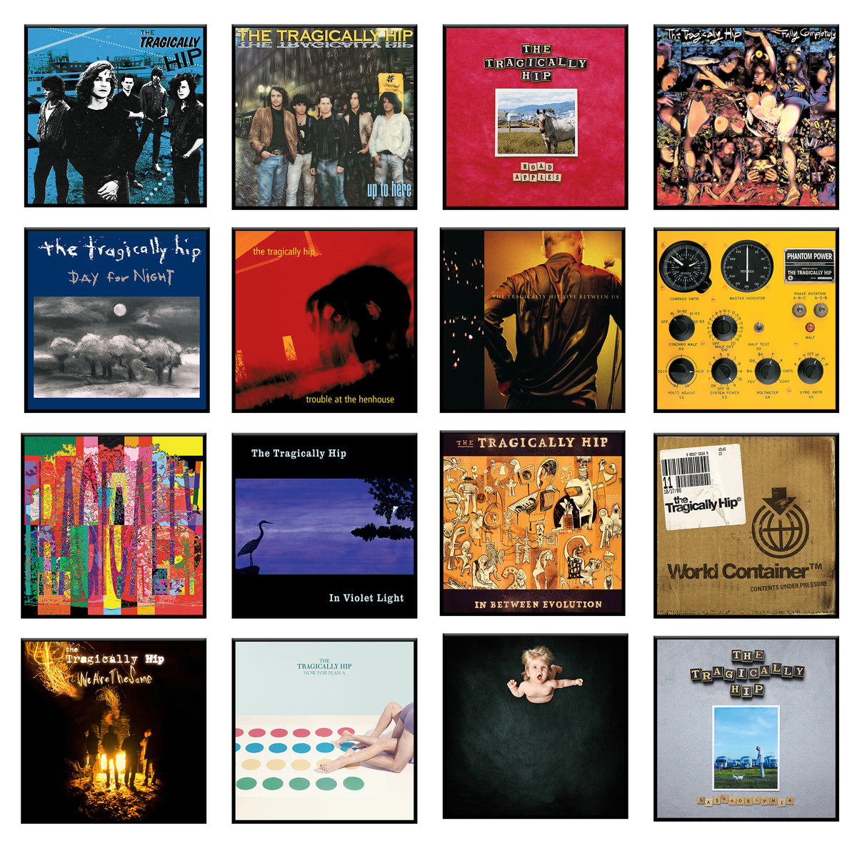 The Tragically Hip Album Cover 12x12 Plaques Complete 16 Piece Set