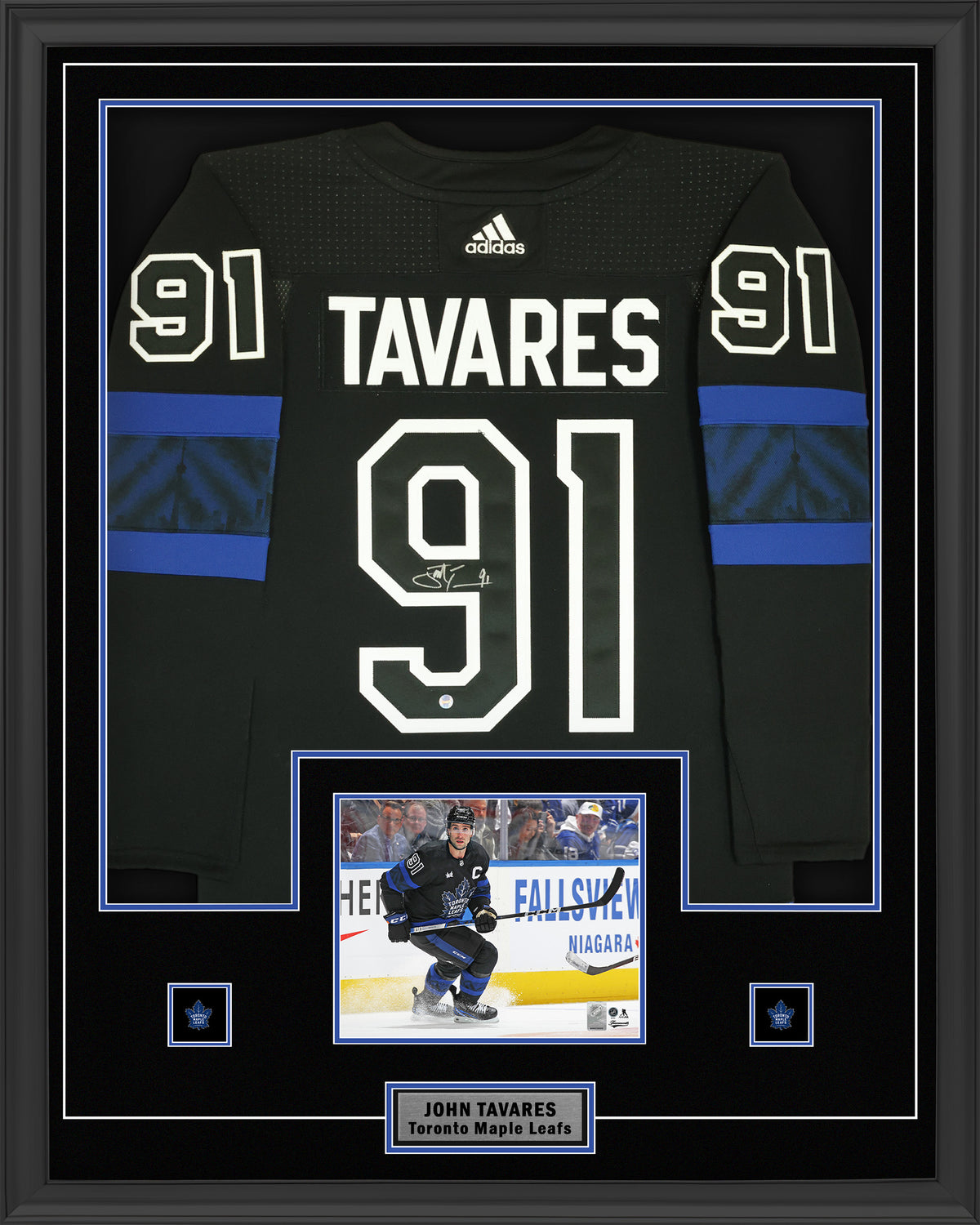 John Tavares Signed Framed 34x42 Toronto Maple Leafs Black Alternate Adidas Jersey - AUCTION