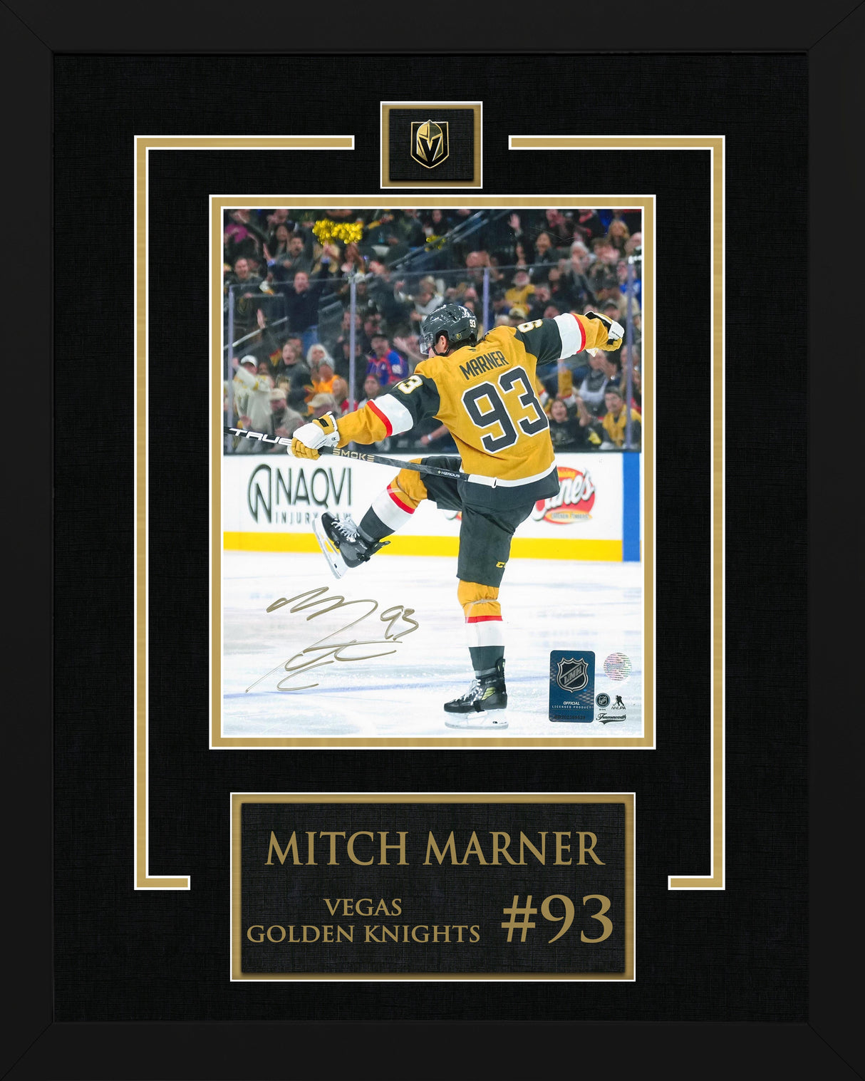 Mitch Marner Signed 8x10 Photo Framed Etched Mat Vegas Golden Knights Celebration-V - AUCTION