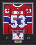 Noah Dobson Signed Framed Montreal Canadiens Fanatics Premium Jersey