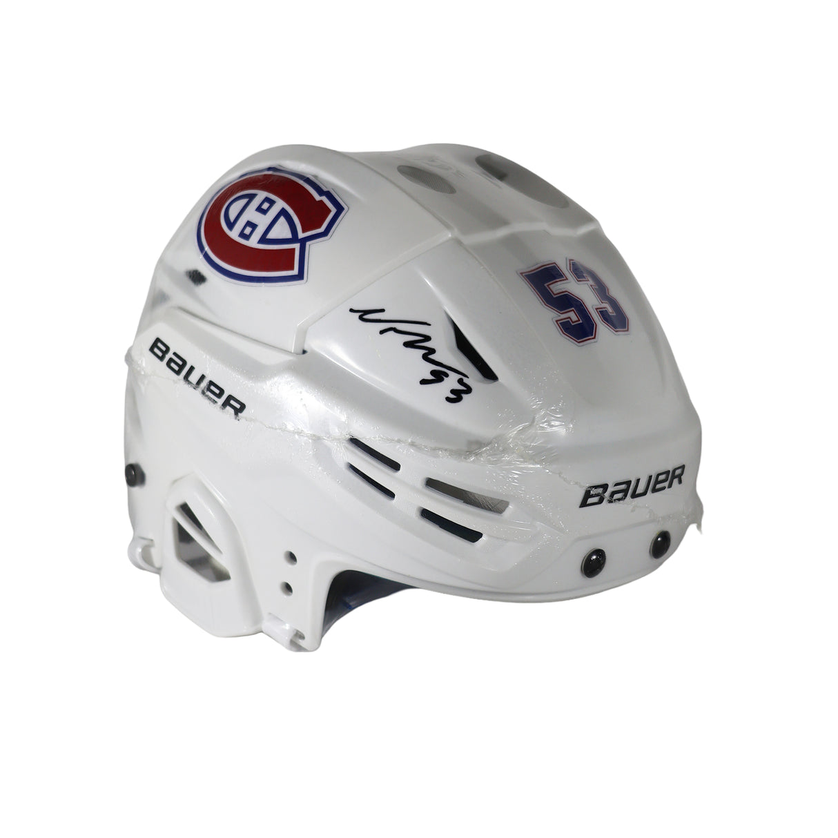 Noah Dobson Signed Montreal Canadiens Bauer Re-Akt 55 Hockey White Helmet - AUCTION