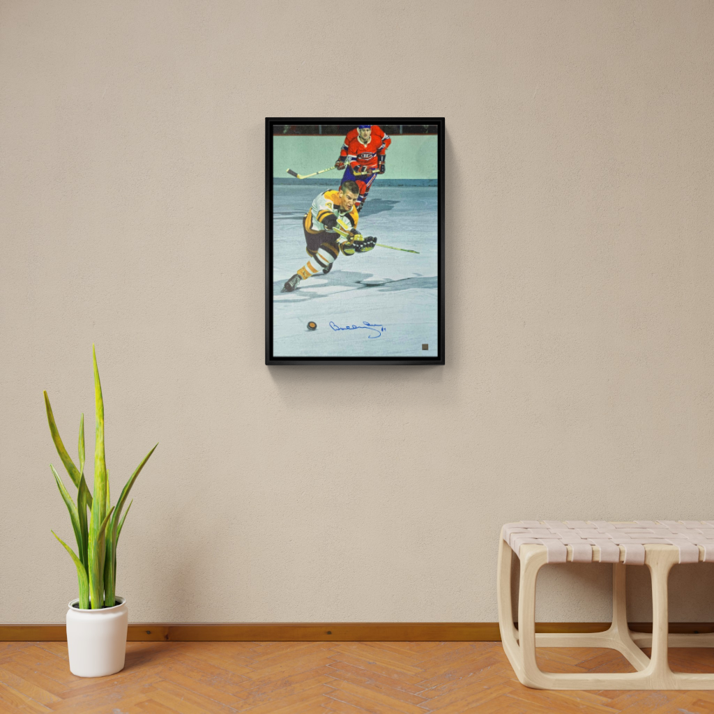 Bobby Orr Boston Bruins Signed Framed 20x29 Shooting Canvas - Frameworth Sports Canada