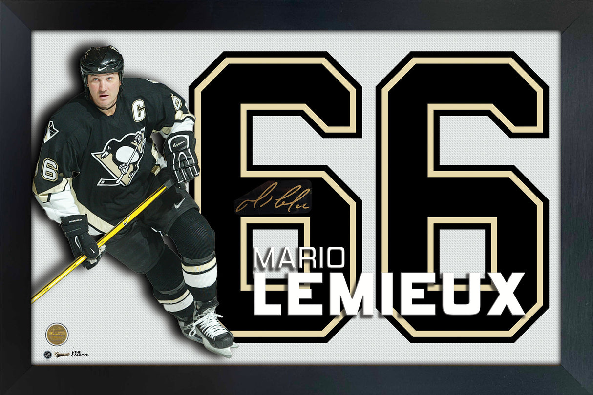 Mario Lemieux Pittsburgh Penguins Signed PhotoGlass Fram with Embedded Signature - AUCTION
