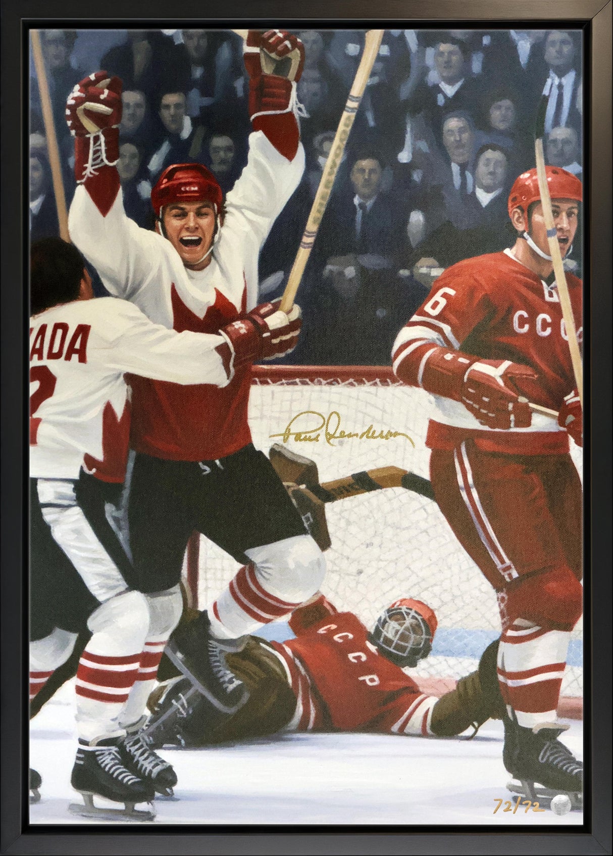 Paul Henderson Signed 20x29 Canvas Framed '72 Summit Series (Limited Edition of 72) - AUCTION