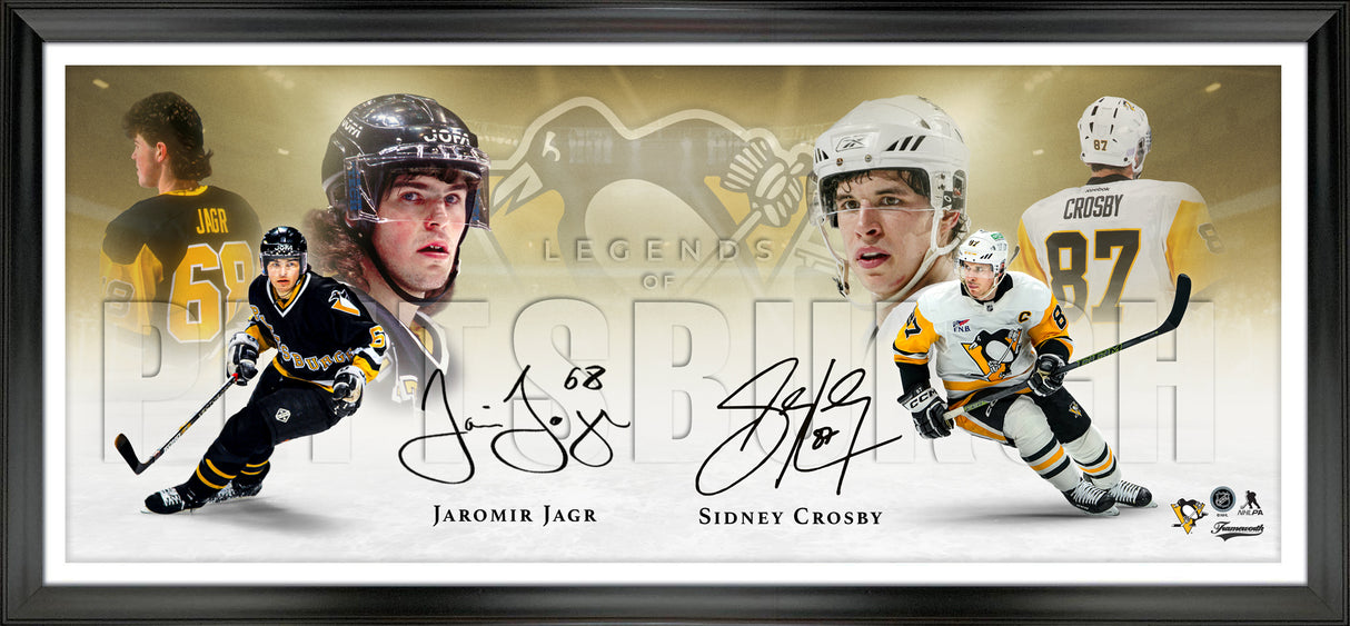Jaromir Jagr and Sidney Crosby Dual Signed Framed 18x44 Print Legends of Pittsburgh (Limited Edition of 68) - AUCTION
