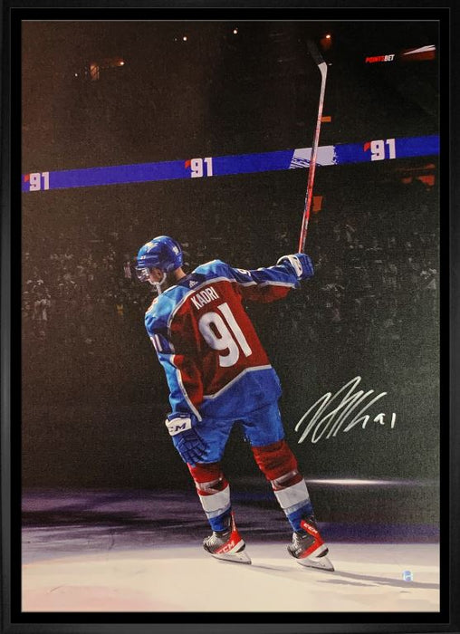 Nazem Kadri Colorado Avalanche Signed Framed 20x29 Stick Salute Canvas - Frameworth Sports Canada 