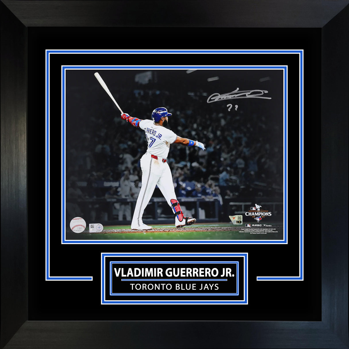 Vladimir Guerrero Jr. Signed Framed 11x14 Photo Toronto Blue Jays 2025 American League Champions Home Run Spotlight - AUCTION