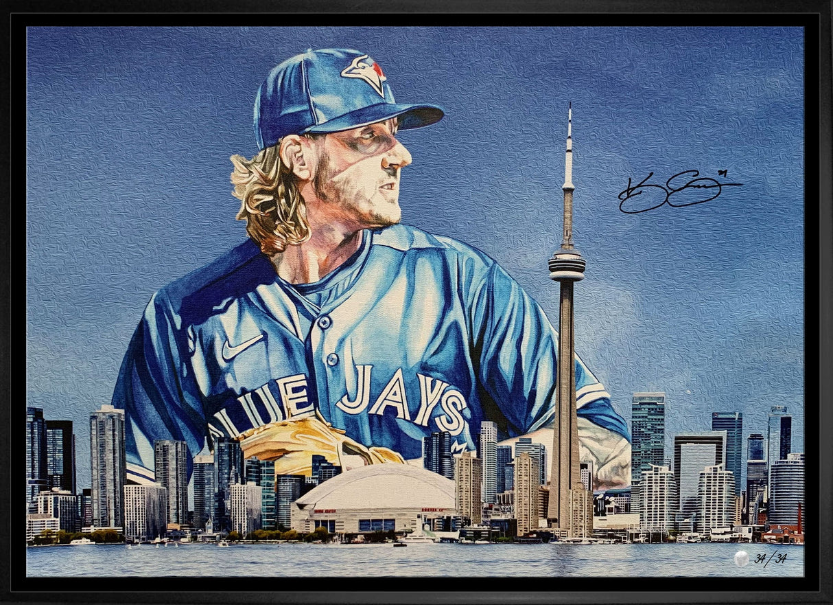 Kevin Gausman Signed 20x29 Framed Canvas Jays Blue-H Skyline LE/34 - AUCTION