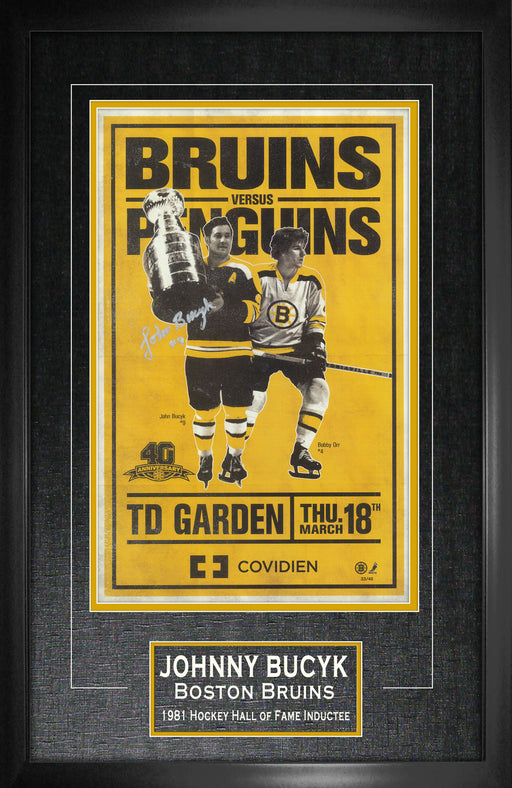 Johnny Bucyk Boston Bruins Signed Framed 11x17 Print - Frameworth Sports Canada 