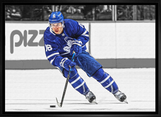 Mitch Marner Toronto Maple Leafs Framed 20x29 Skating with the Puck Spotlight Canvas - Frameworth Sports Canada 