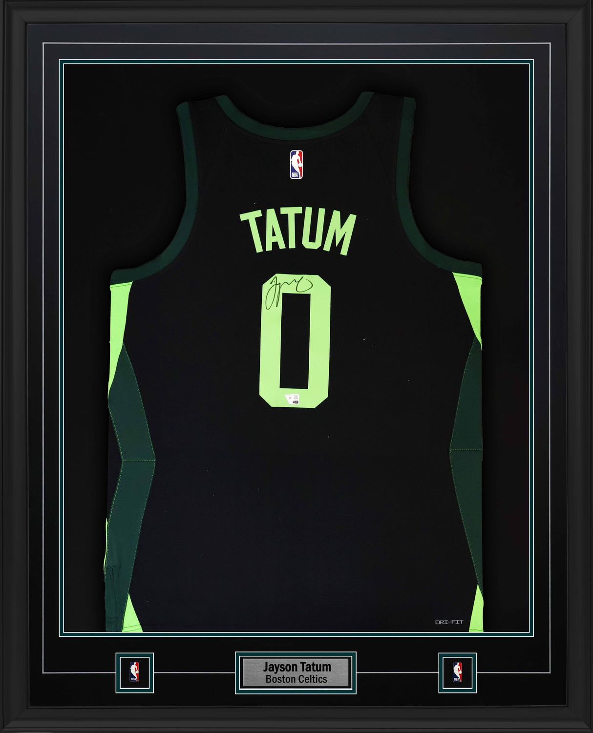 Jayson Tatum Signed Jersey Framed 34x42 Boston Celtics Nike Black 2024-25 City Swingman - AUCTION