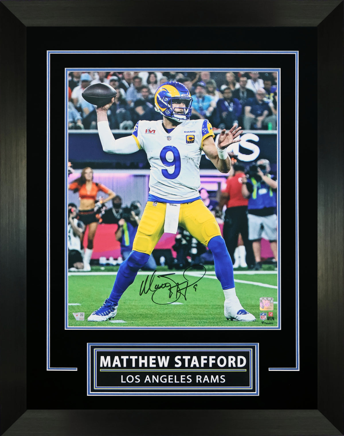 Matthew Stafford Signed 16x20 Photo Framed Los Angeles Rams Super Bowl LVI Champions Action - AUCTION