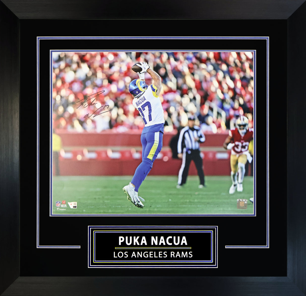 Puka Nacua Signed 16x20 Photo Framed Los Angeles Rams NFL Rookie Record Setting Game for Catches and Yards - AUCTION