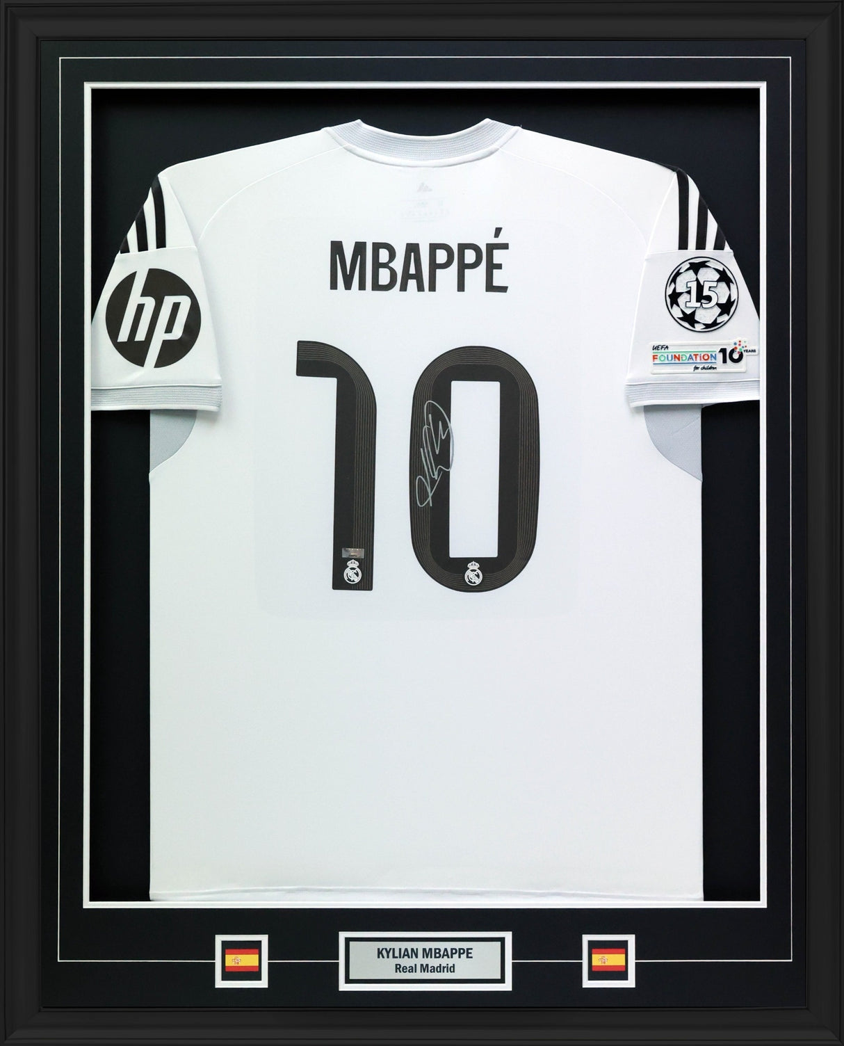 Kylian Mbappe Signed Jersey Framed 34x42 White Replica Home Jersey 2026 Real Madrid - AUCTION