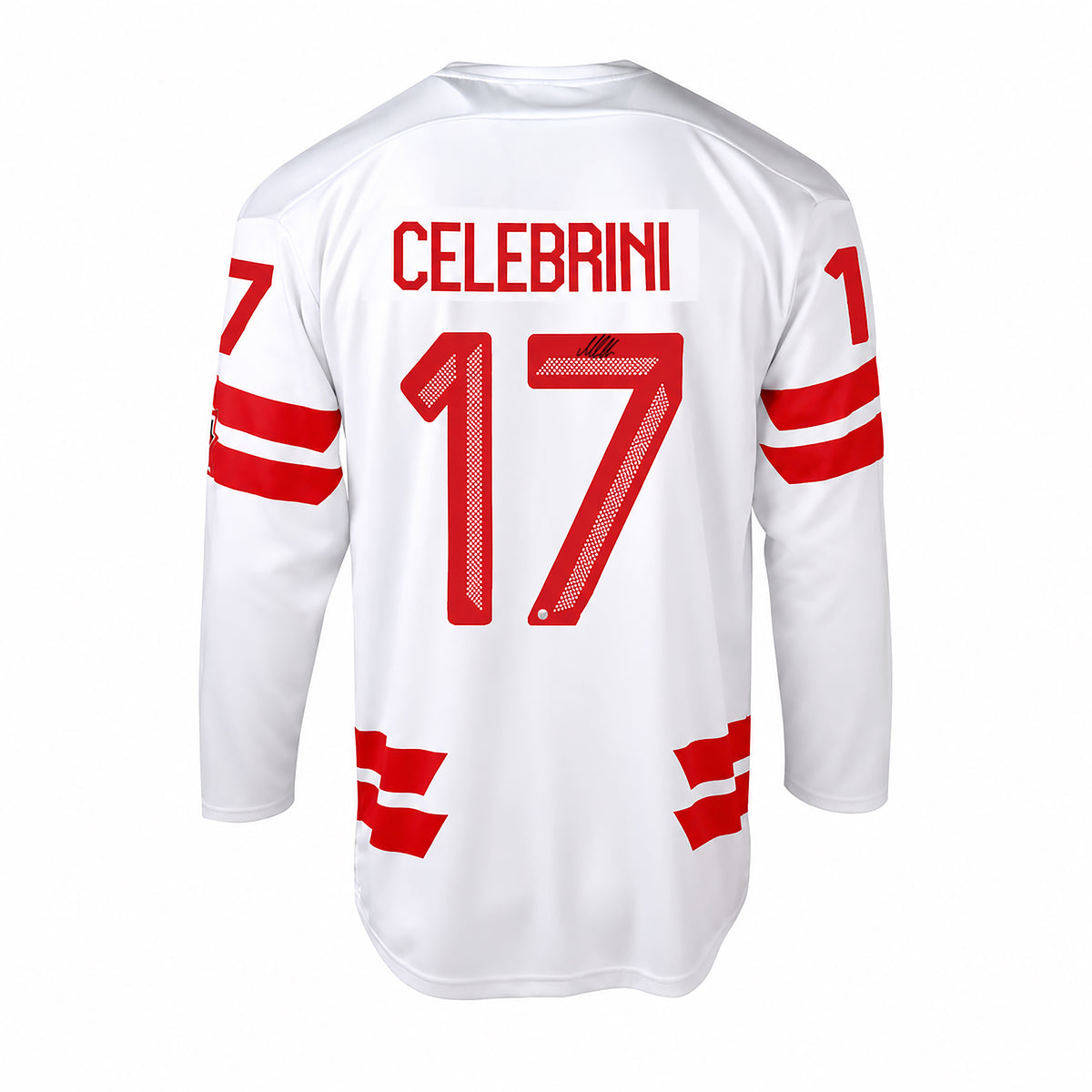 Macklin Celebrini signed Hockey Canada 2026 Olympics white jersey