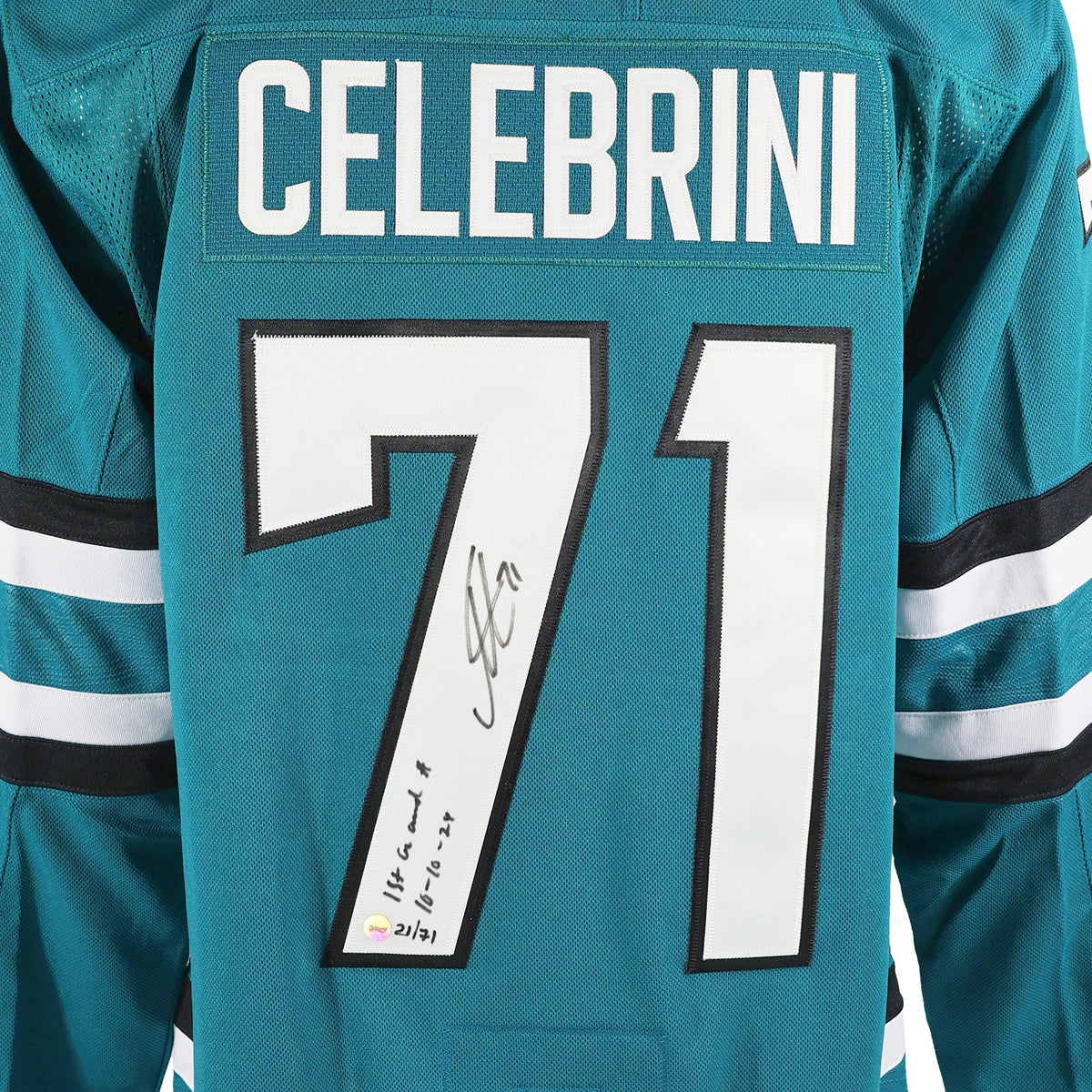 Macklin Celebrini signed San Jose Sharks teal Fanatics jersey - view 4
