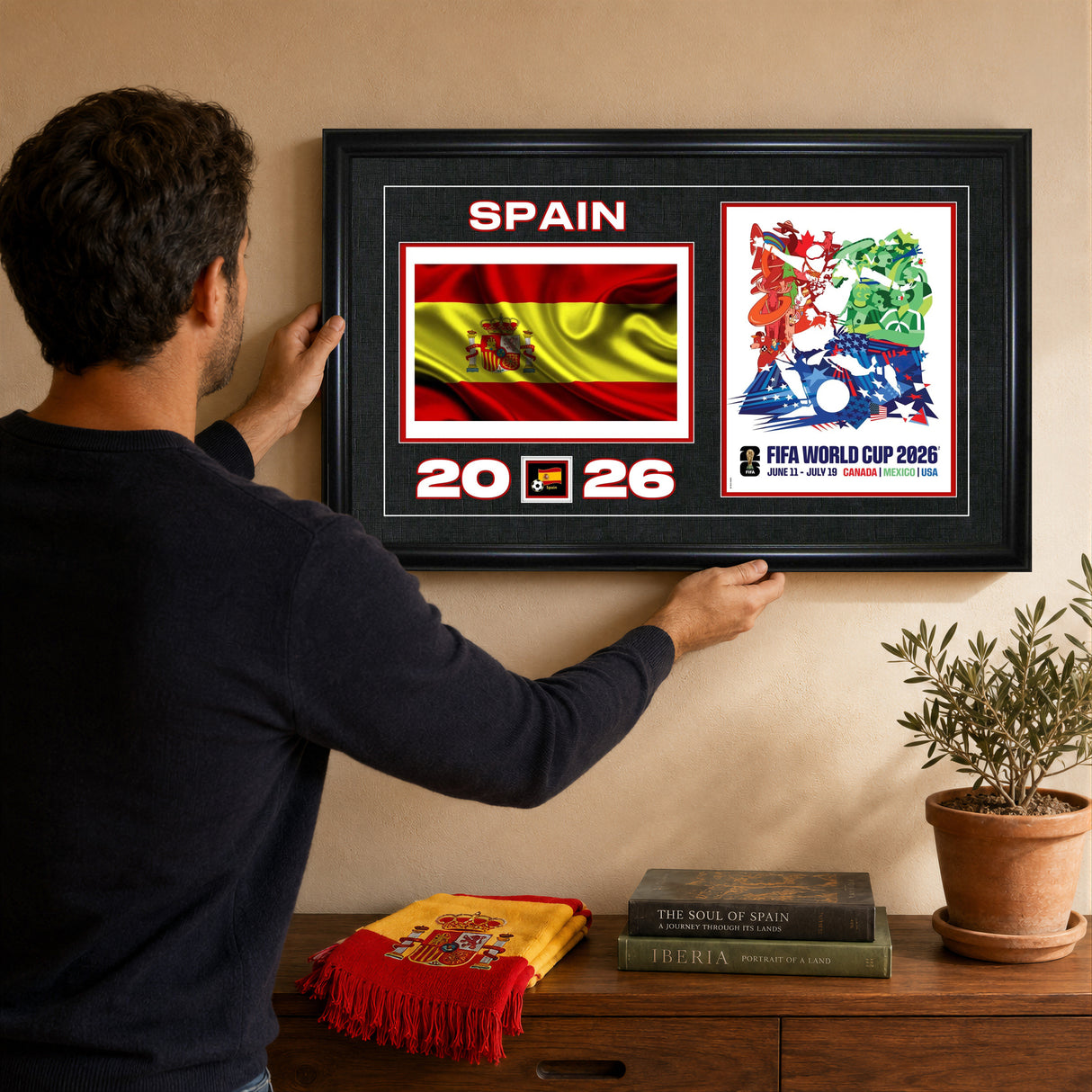 Team Spain 15x24 Frame 2026 Officially Licensed FIFA World Cup Poster w/ Flag - lifestyle 1