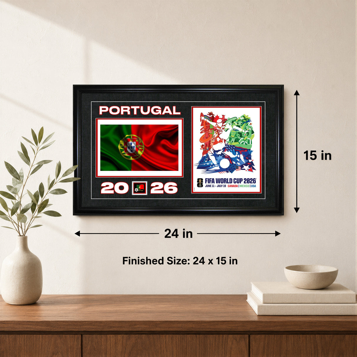 Team Portugal 15x24 Frame 2026 Officially Licensed FIFA World Cup Poster w/ Flag - lifestyle 4