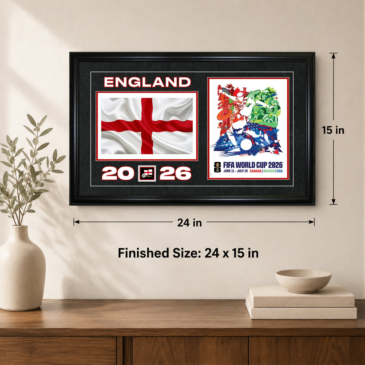 Team England 15x24 Frame 2026 Officially Licensed FIFA World Cup Poster w/ Flag - lifestyle 4