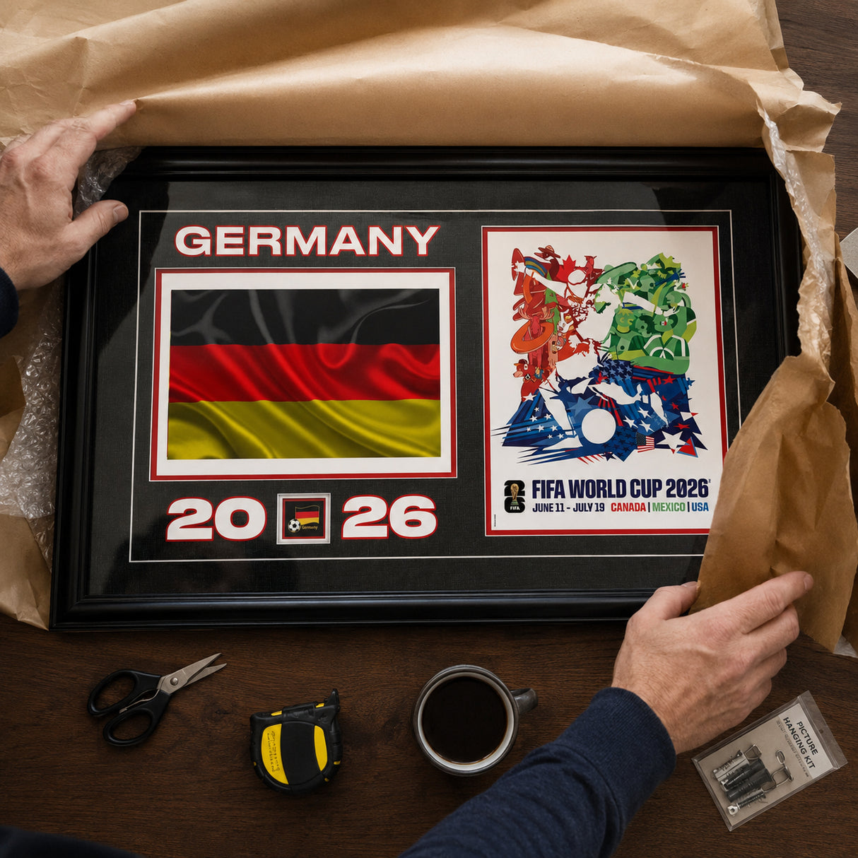 Germany 15x24 Frame 2026 Officially Licensed FIFA World Cup Poster w/ Flag — Finished size 24 by 15 inches