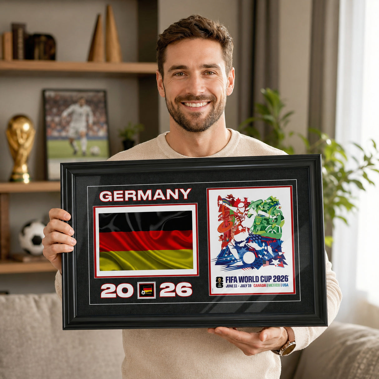Germany 15x24 Frame 2026 Officially Licensed FIFA World Cup Poster w/ Flag — Hero image with dimensions and finish callouts