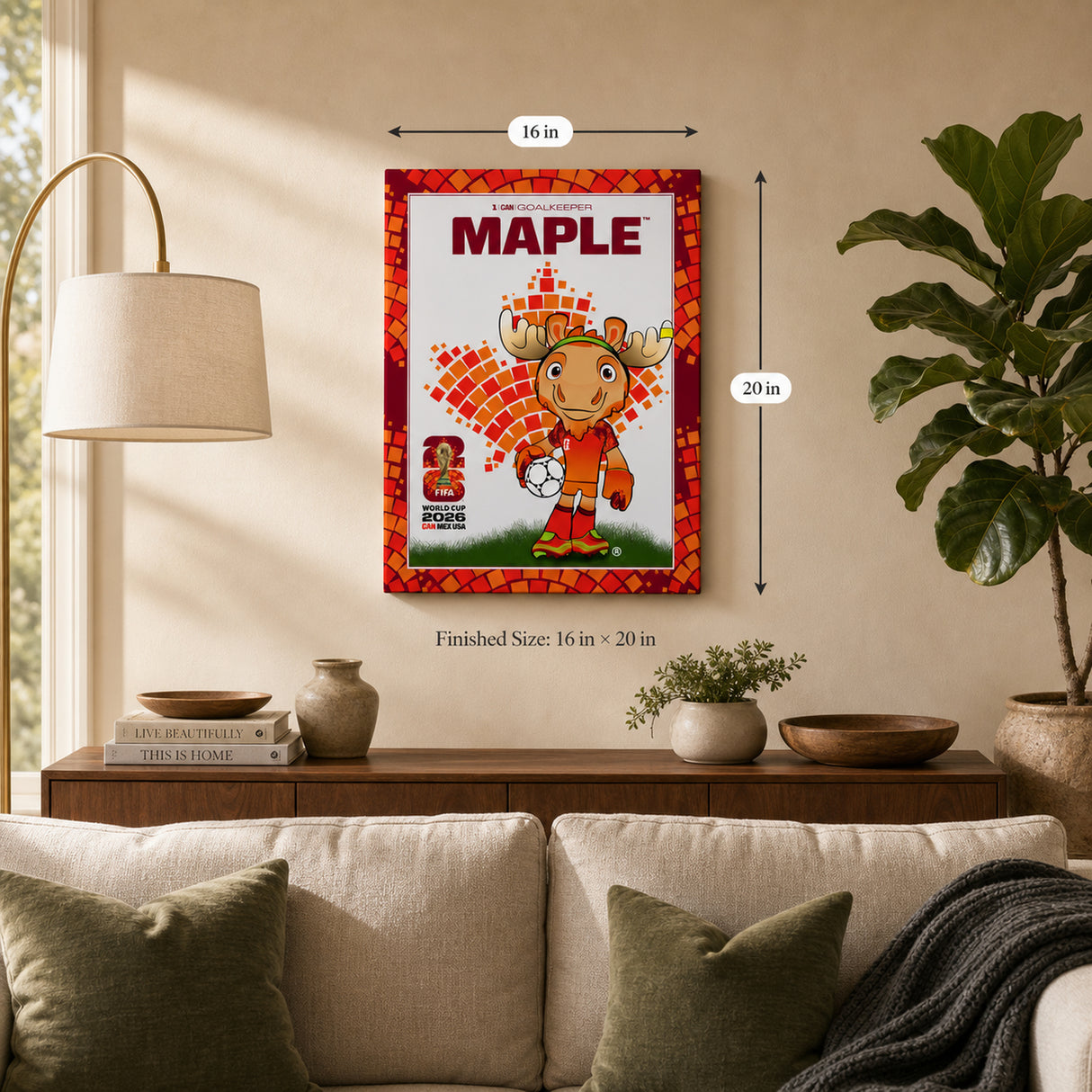 Maple the Moose FIFA World Cup plaque finished size lifestyle image