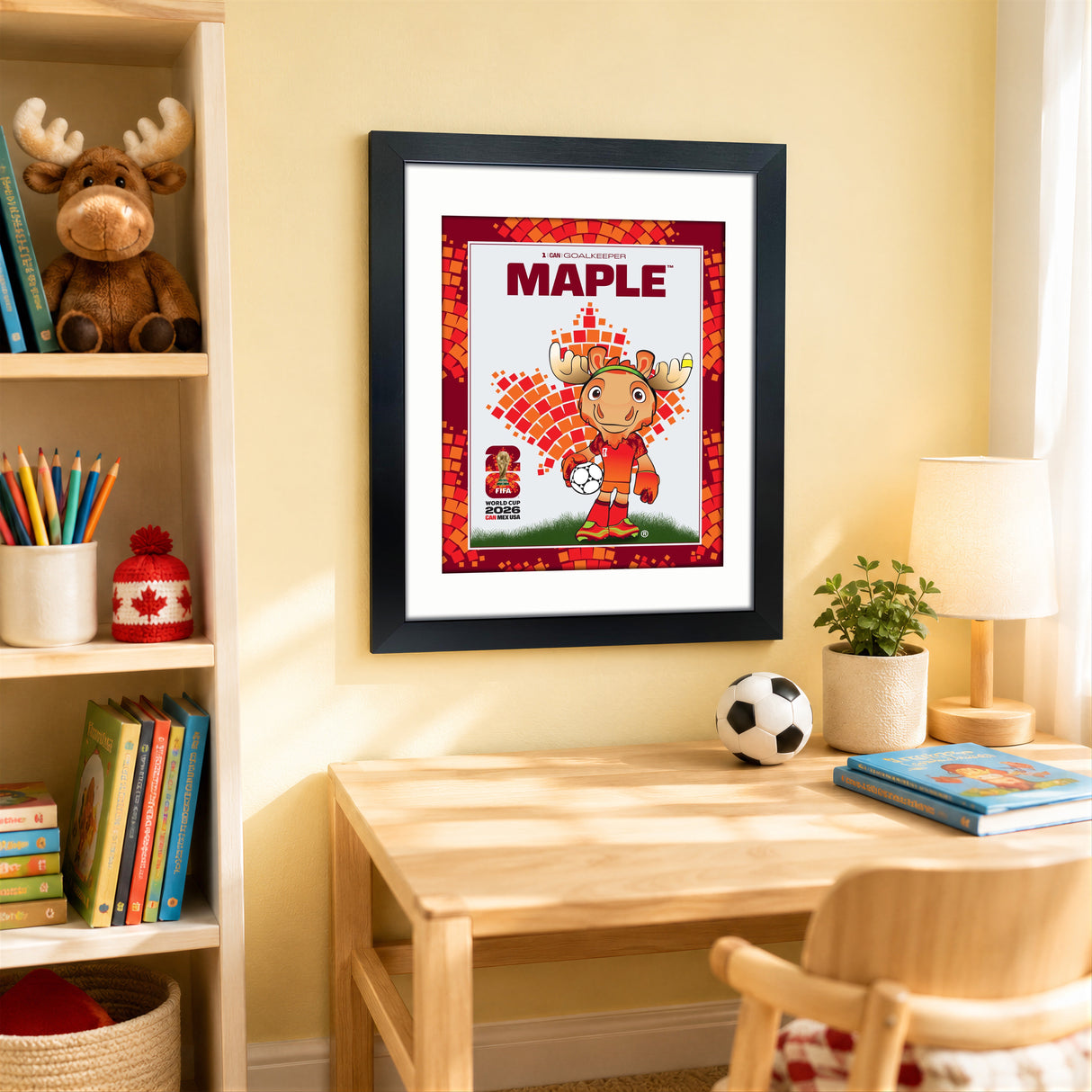 Maple the Moose 16x20 Frame Officially Licensed 2026 FIFA World Cup Canada Mascot - lifestyle 2