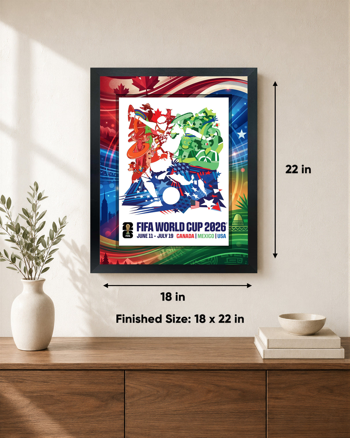 Canada/USA/Mexico Edition 18x22 Frame Officially Licensed 2026 FIFA World Cup Poster - lifestyle 4