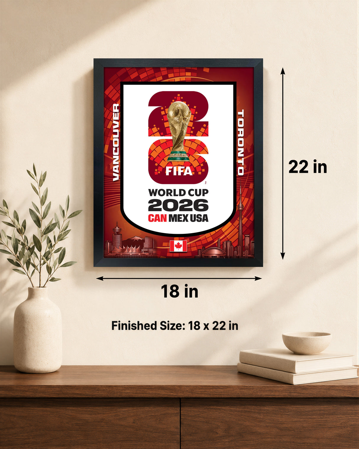 Canada Edition 18x22 Frame Officially Licensed 2026 FIFA World Cup Poster (Skyline Edition) - lifestyle 4