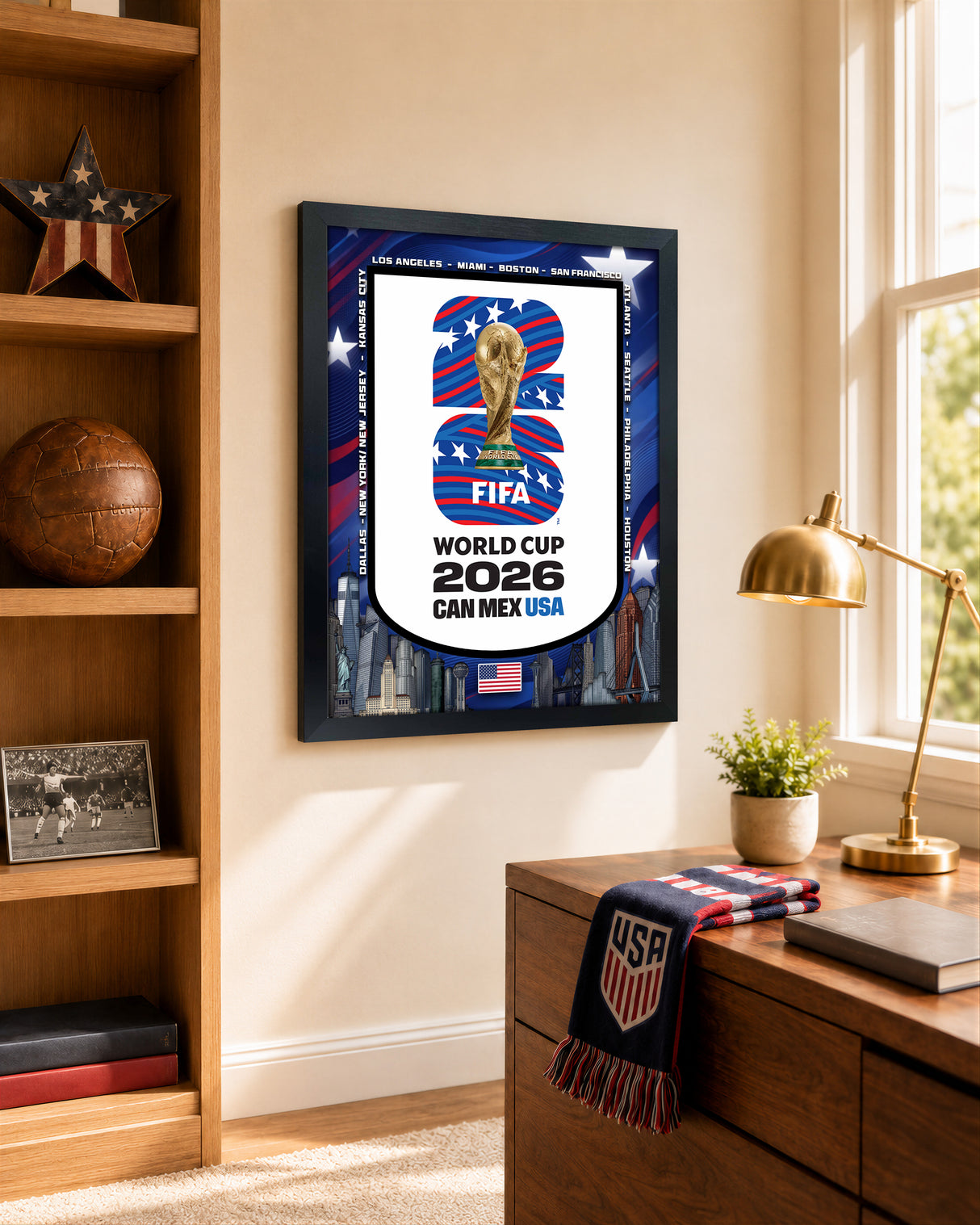 USA Edition 18x22 Frame Officially Licensed 2026 FIFA World Cup Poster (Monuments Edition) - lifestyle 2