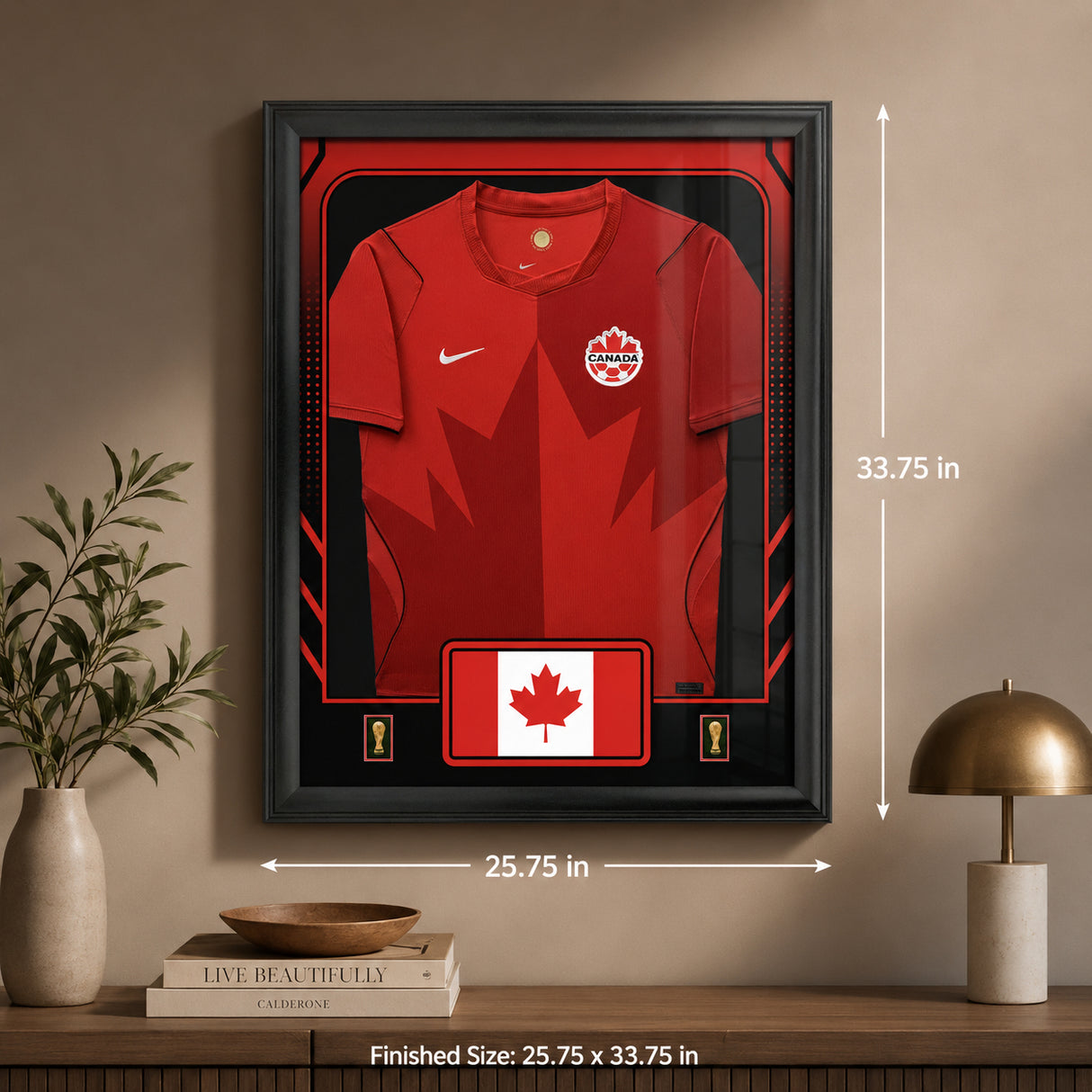 Team Canada framed FIFA World Cup 2026 home jersey - Finished size 25.75 by 33.75 inches