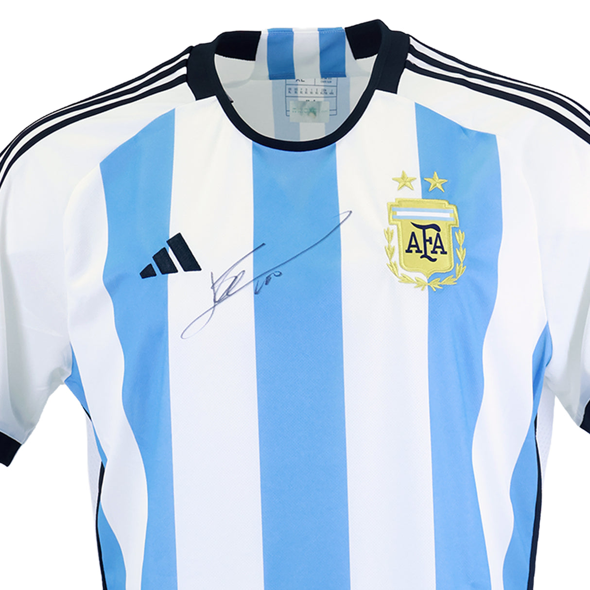 Lionel Messi Front Signed Argentina 2022 World Cup Winners Home Shirt 2 Star Edition