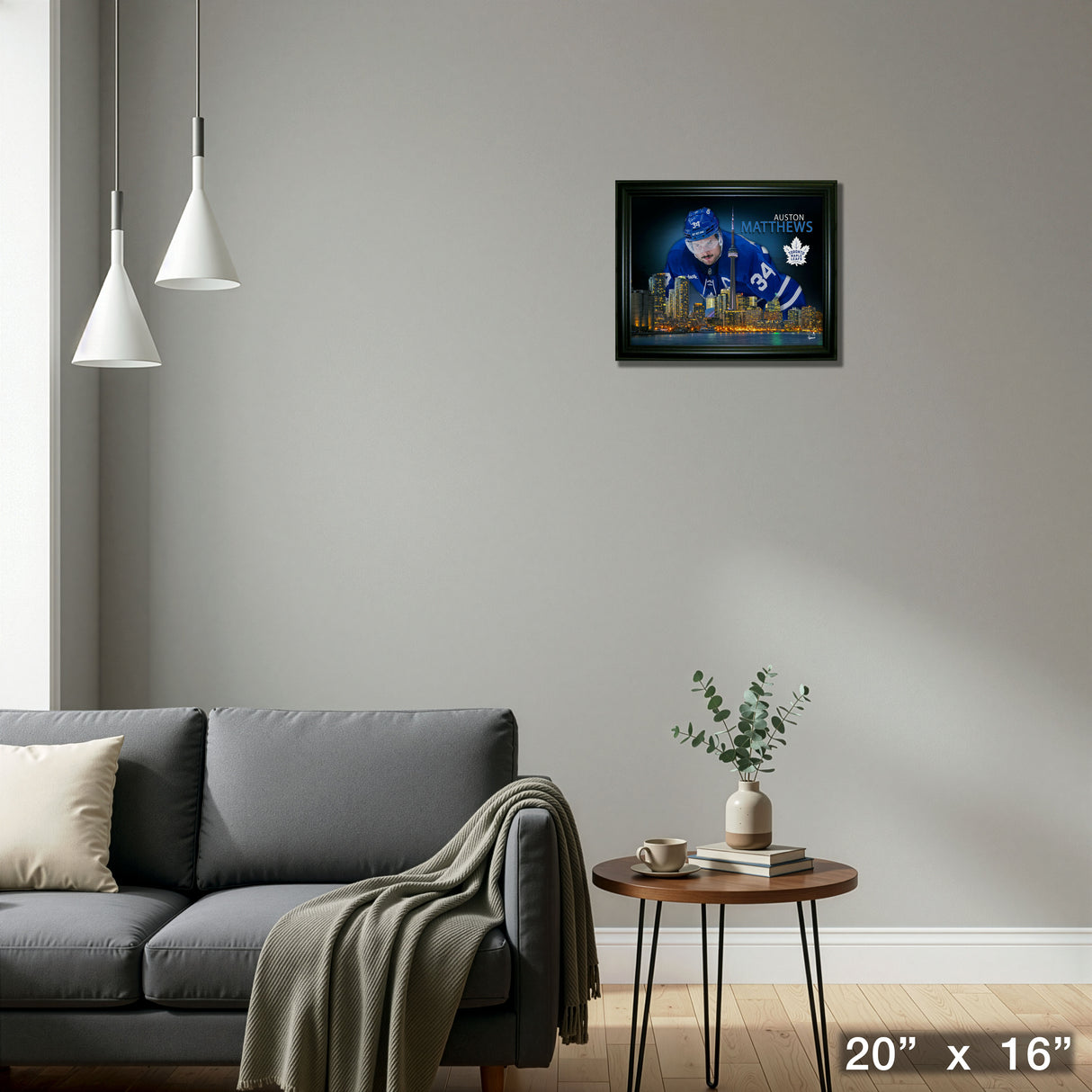 Auston Matthews 16x20 Framed Skyline Print Toronto Maple Leafs – Detail – Frameworth