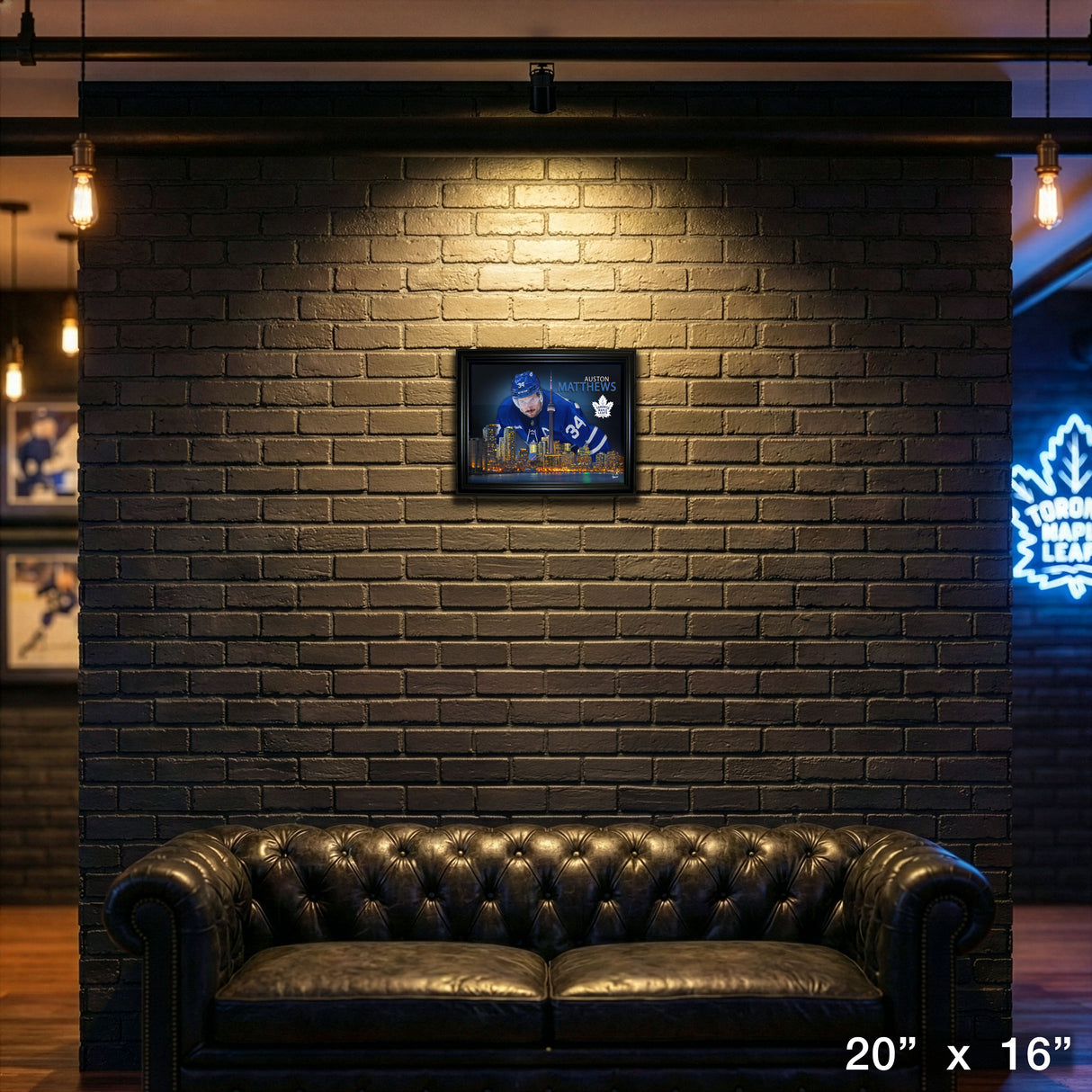 Auston Matthews 16x20 Framed Skyline Print Toronto Maple Leafs – View 4 – Frameworth