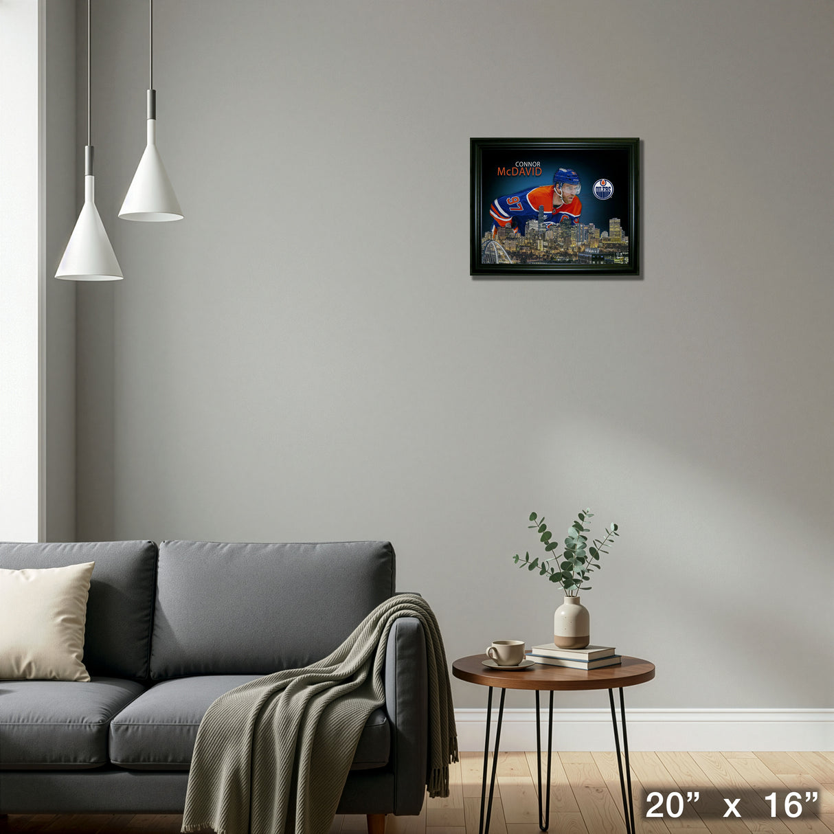 Connor McDavid 16x20 Framed Skyline Print Edmonton Oilers – Detail – Frameworth