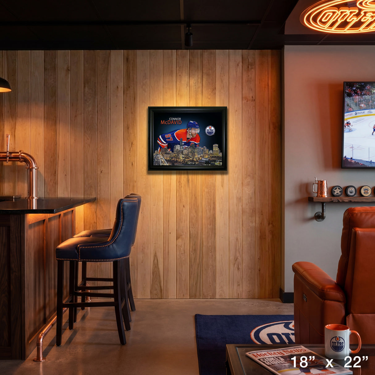 Connor McDavid 16x20 Framed Skyline Print Edmonton Oilers – View 4 – Frameworth