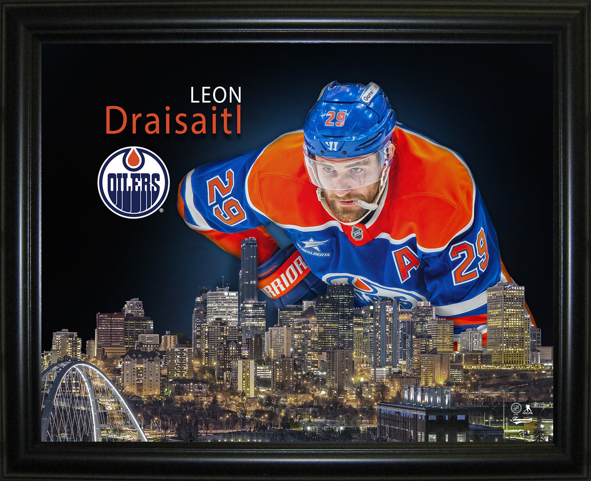 Leon Draisaitl 16x20 Framed Skyline Print Edmonton Oilers