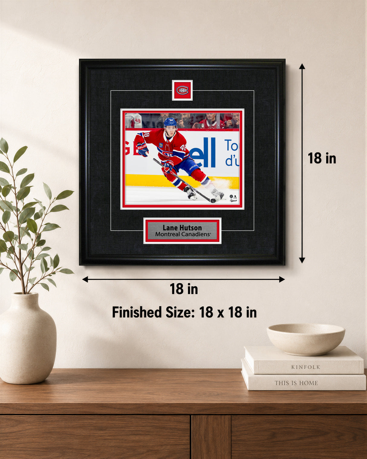 Lane Hutson Framed Pin & Plate Montreal Canadiens - lifestyle 4
