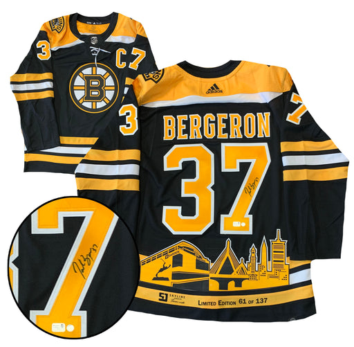 Patrice Bergeron Signed Boston Bruins Adidas Authentic Skyline Jersey LE/137 - Frameworth Sports Canada 